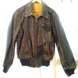 Genuine leather men's vintage flight jacket large
